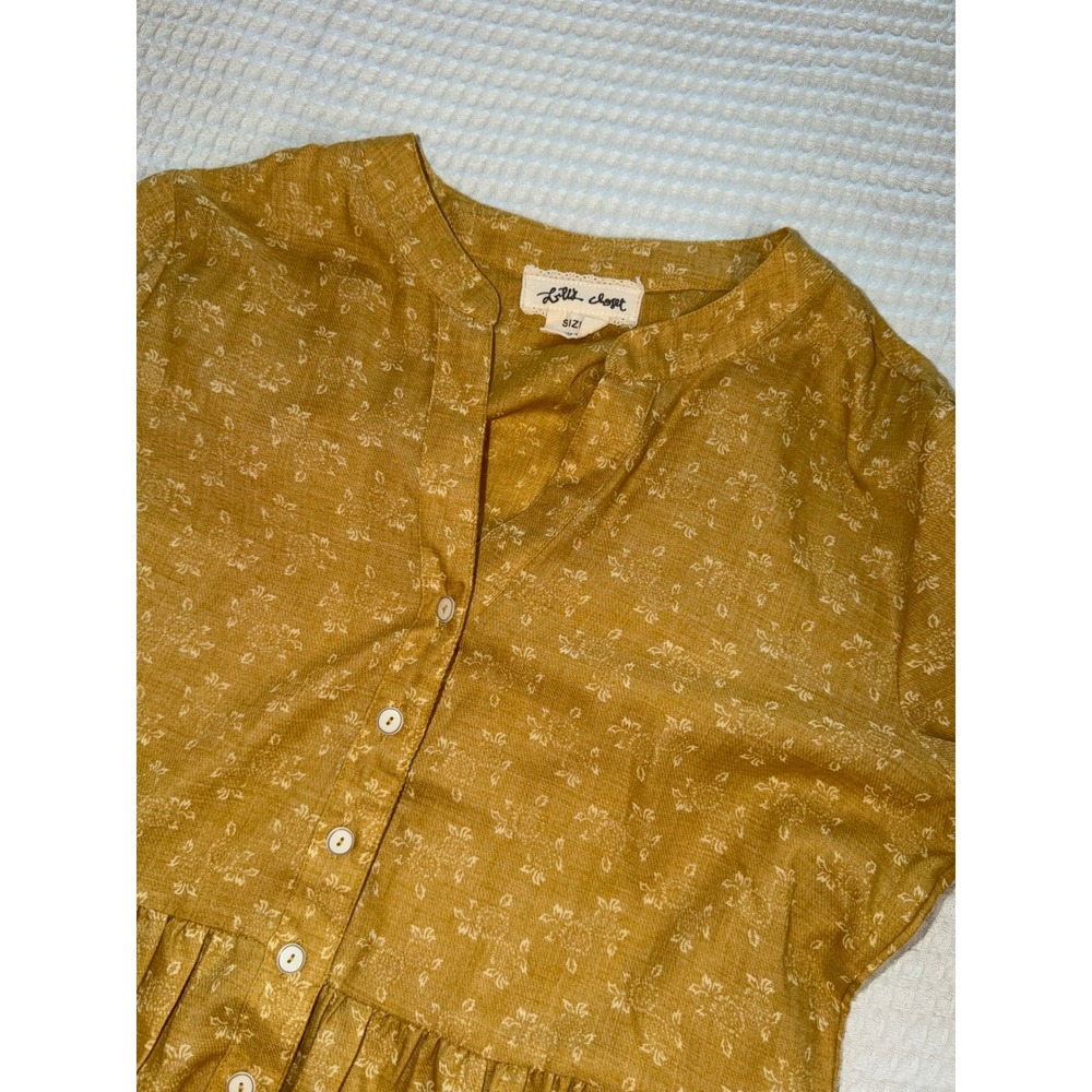Lilla Closet Button Front Dress Women Size 4 Yellow Floral Babydoll Empire Waist